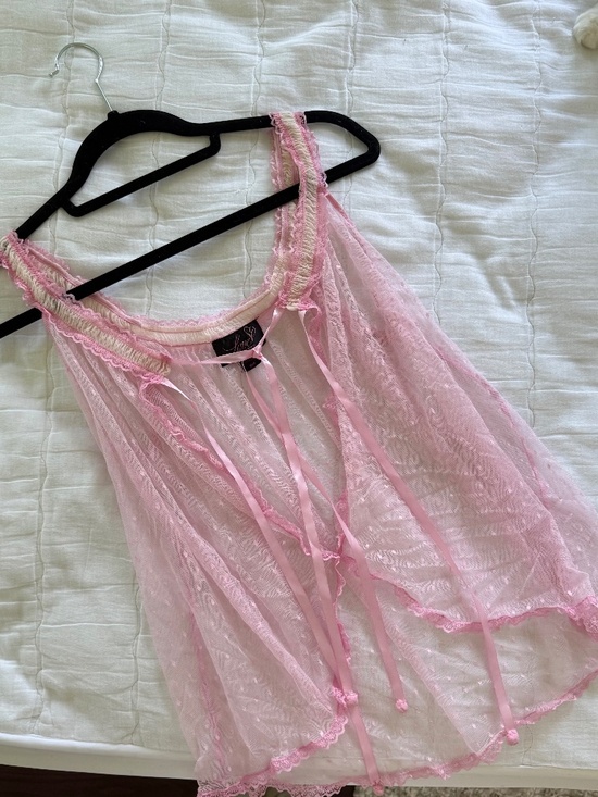 La SENZA Other - La SENZA pink ruffled polka-dot lace lingerie slip